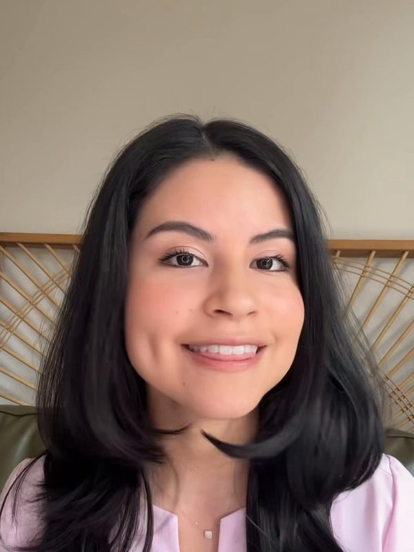Andrea speaking directly to camera for Twentyeight Health